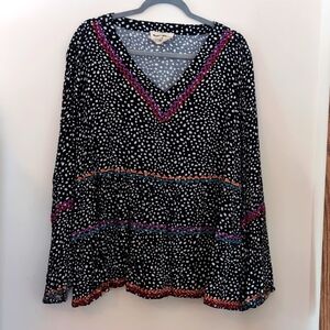 Plus Size Embroidery Flowy Top by Savanna Jane